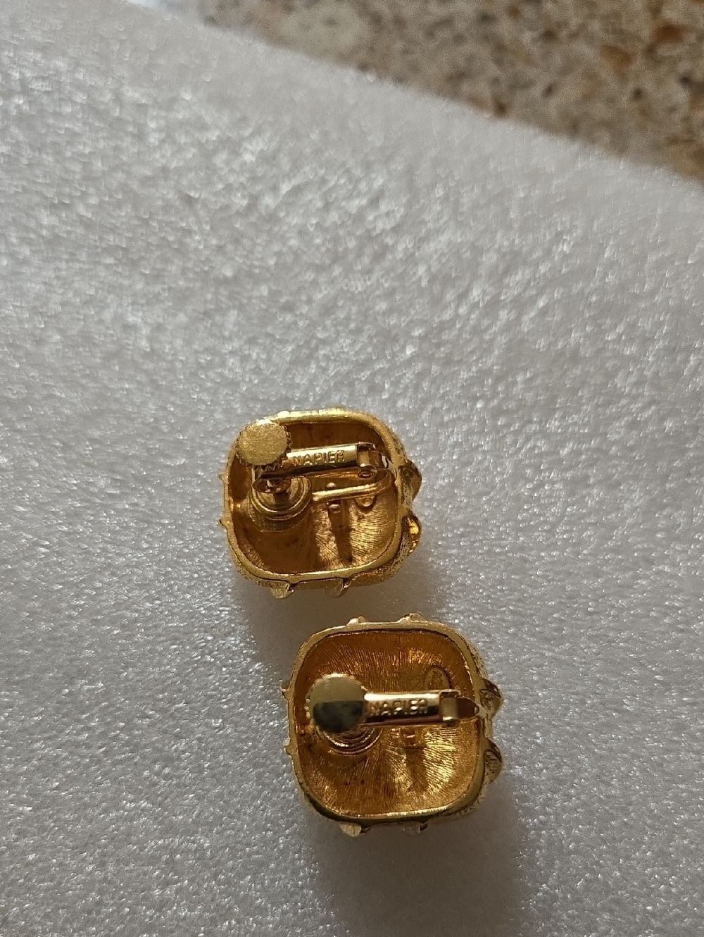 Napier Gold Woven Textured Clip-On Earrings - Picture 3 of 6